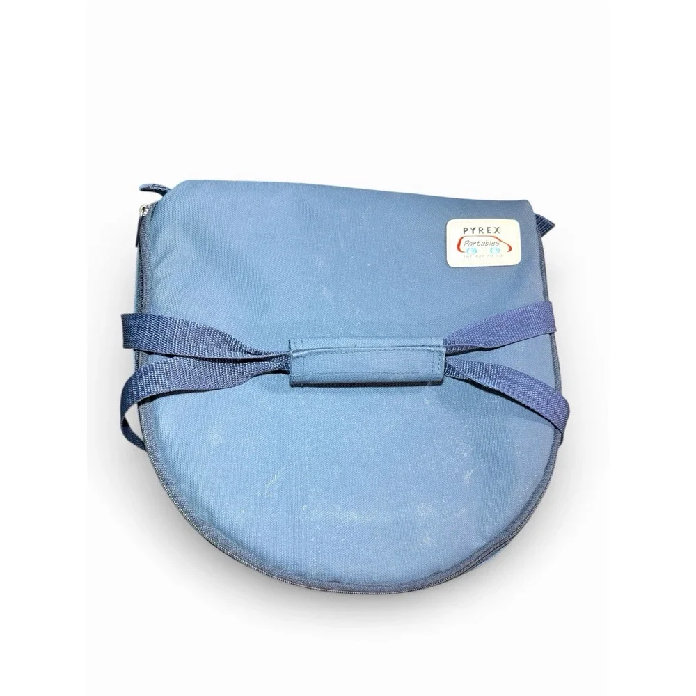 Pyrex Portables Blue Insulated Round Food Carrier Bag Thermal Tote Hot Cold Pack